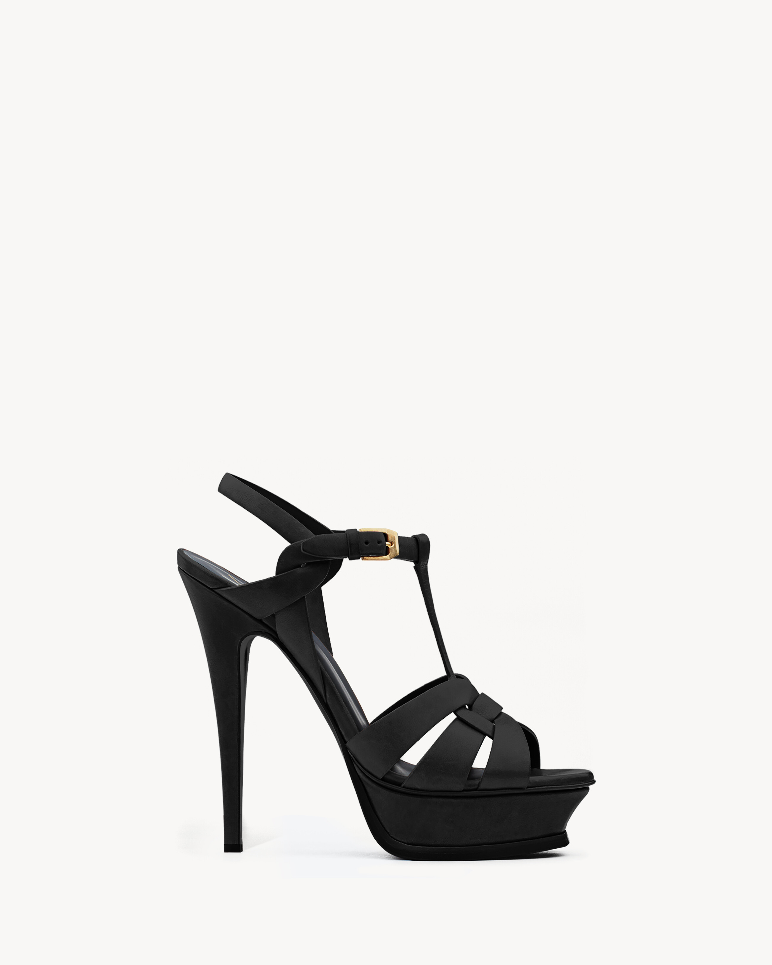 Босоножки на платформе TRIBUTE из гладкой кожи Saint Laurent, черный