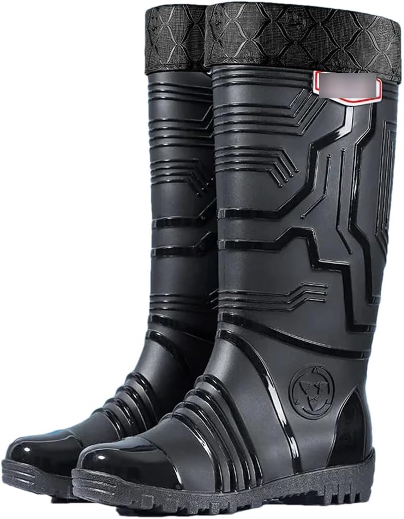 

Высокие дождевые ботинки Wjnvfioo для мужчин и женщин, нескользящие водонепроницаемые резиновые ботинки, длинные водные ботинки для взрослых, средние дождевые сапоги, черный