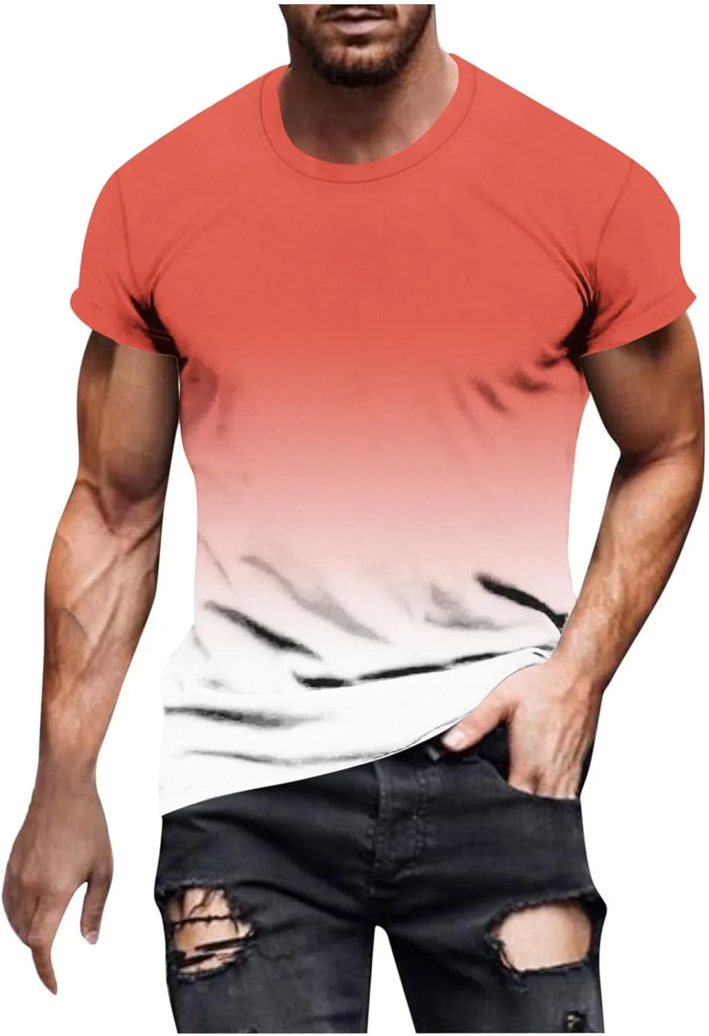 

Футболка мужская летняя с градиентным принтом, Slim Fit Xiaojmake