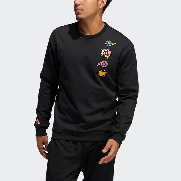 Толстовка printing round neck sports pullover black Adidas, черный — фото 3