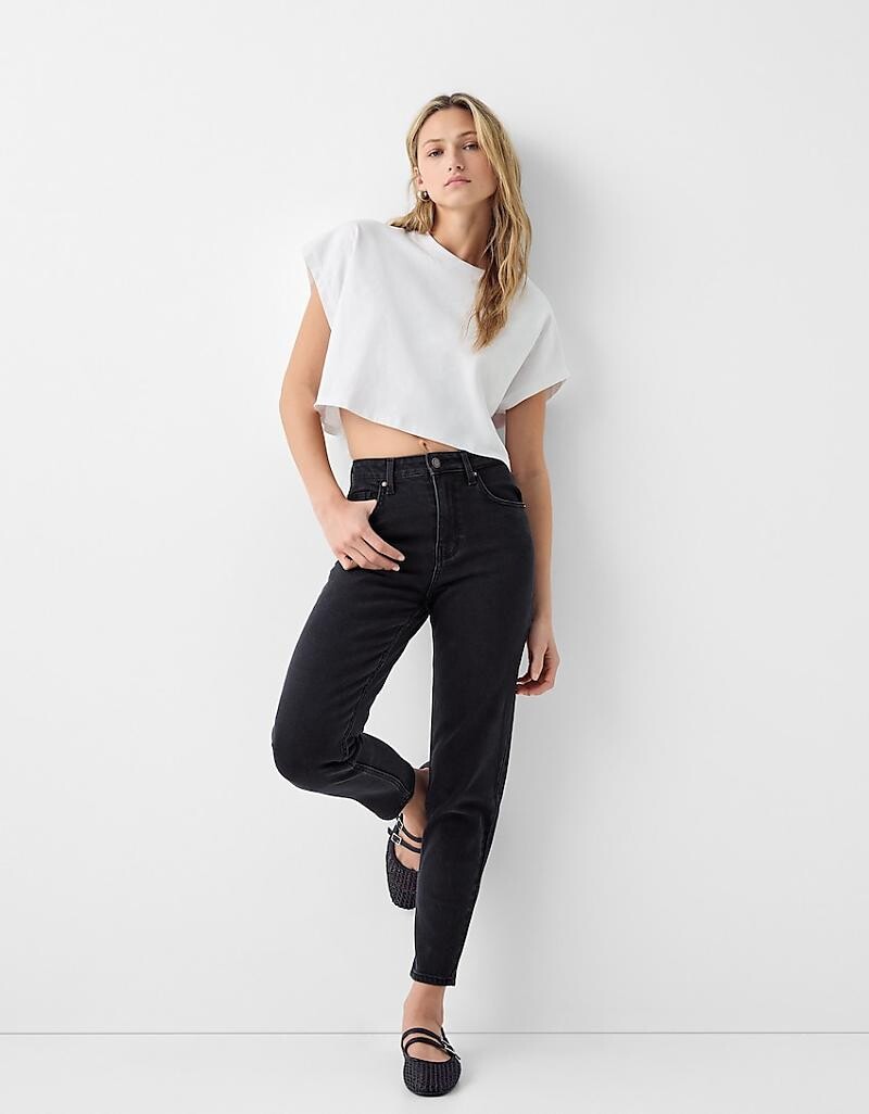 

Черные джинсы для мамы Bershka Comfort Fit