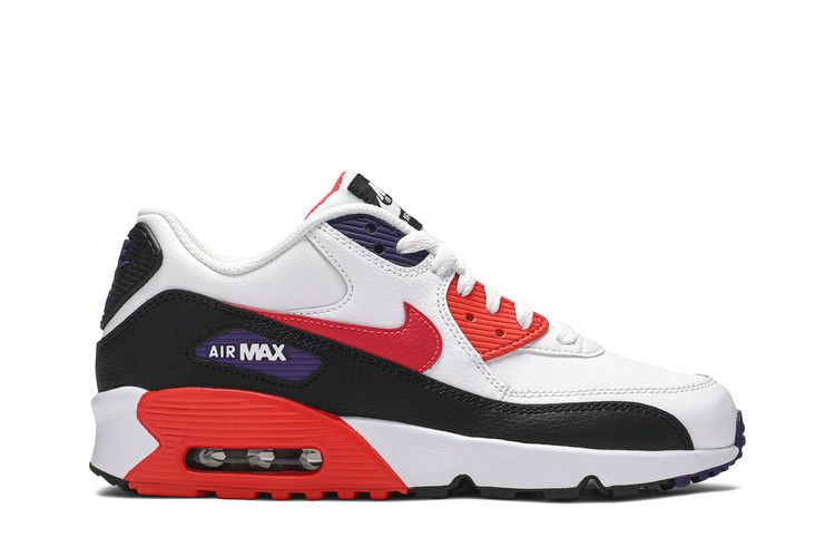Кроссовки Nike Air Max 90 Leather GS 'White Bright Crimson', белый — фото 2
