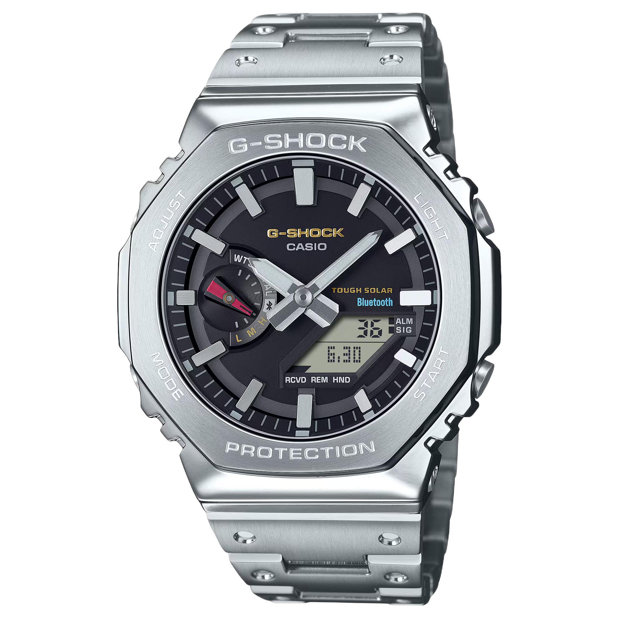 

CASIO Часы 2100 Series Solar Quartz Movement Stainless Steel Strap Watch Men's Watch Black Dial, Black Dial