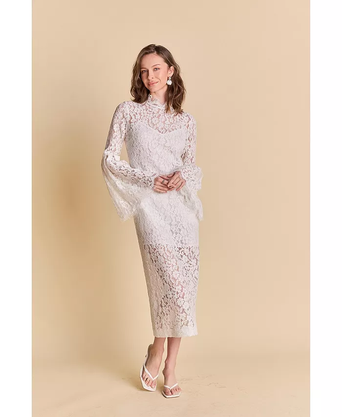 

Женское кружевное платье-колонна миди endless rose, белый