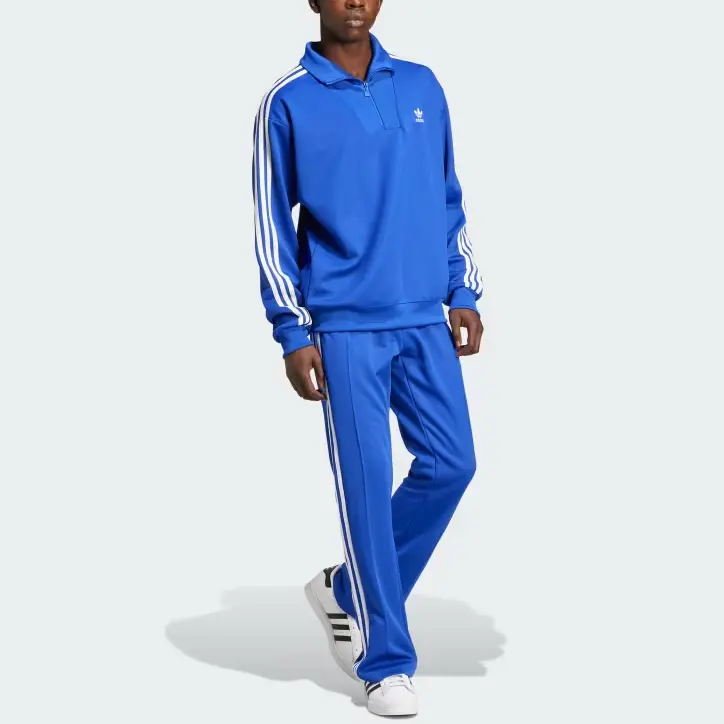ADICOLOR FUNNEL NECK TRACK TOP Американский свитшот мужской Полупрозрачный синий Adidas — фото 3