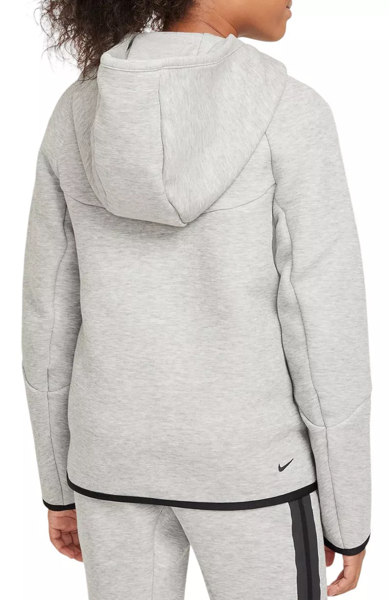 Флисовая толстовка с молнией во всю длину Nike для мальчиков, цвет Dk Grey Heather/Black — фото 2