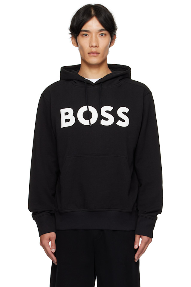 

Худи оверсайз с крупным логотипом Boss, черный