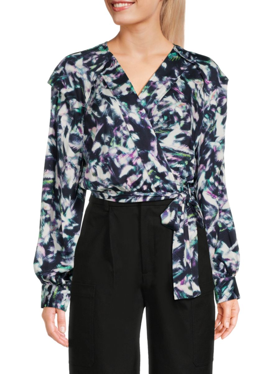 

Укороченный топ Kute Abstract Wrap IRO, цвет Navy Multi