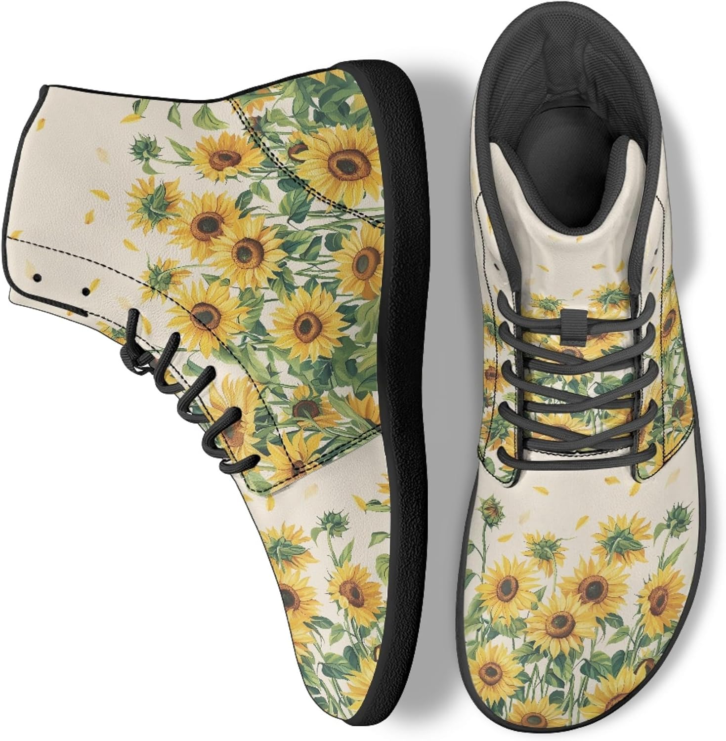 

Персонализированные кроссовки с принтом для мужчин и женщин, из искусственной кожи, высокие, босоножки Arleeorkee, Sunflower