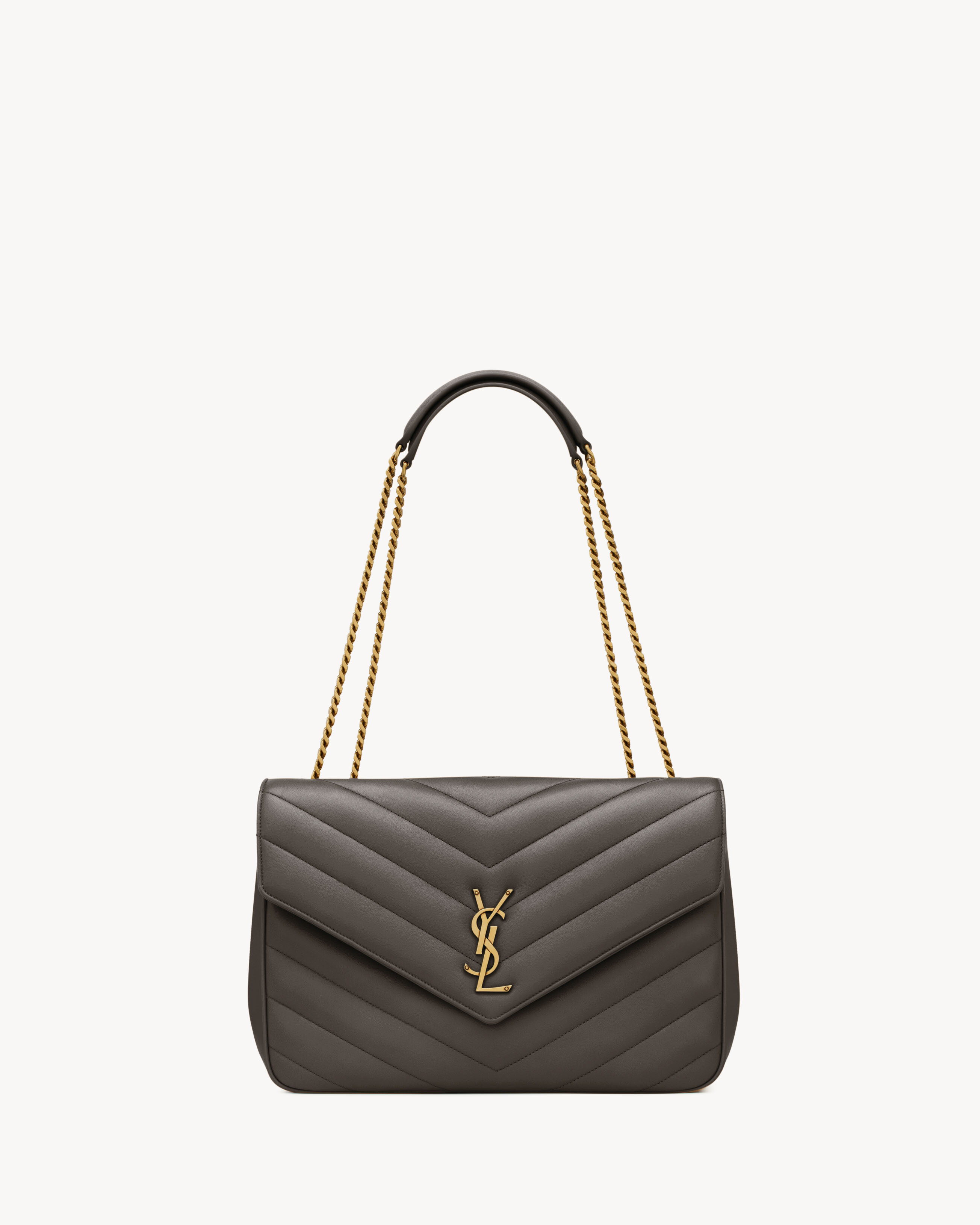 Сумка-чейн из овчины Saint Laurent, серый/серебряный