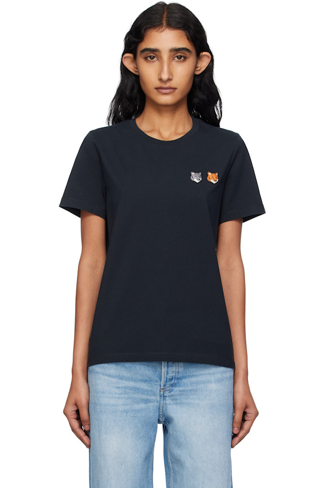 

Футболка с двойным жирным логотипом Fox Head Maison Kitsuné, цвет anthracite