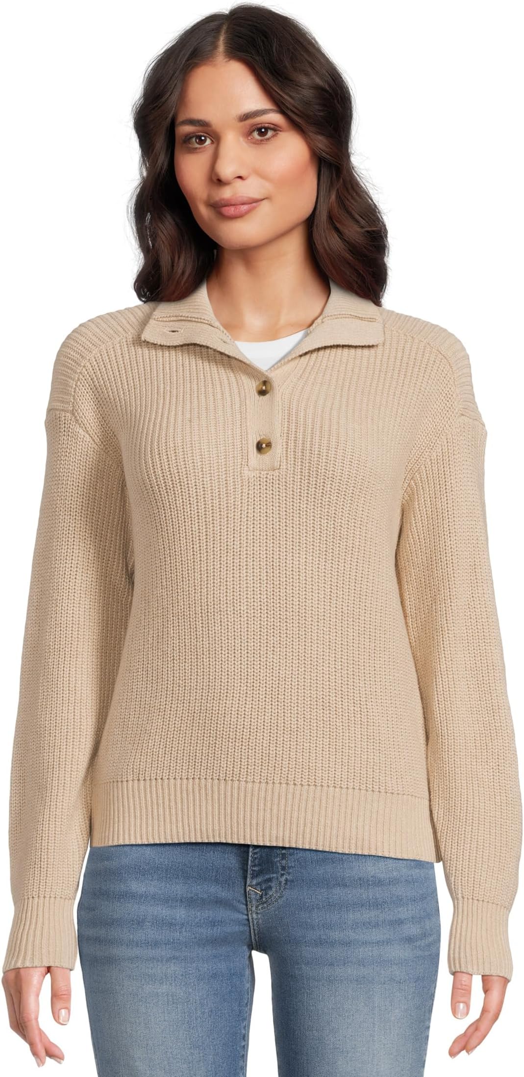 

Свитер PACT Women's Luxe Knit Henley Sweater, Flax Heather
