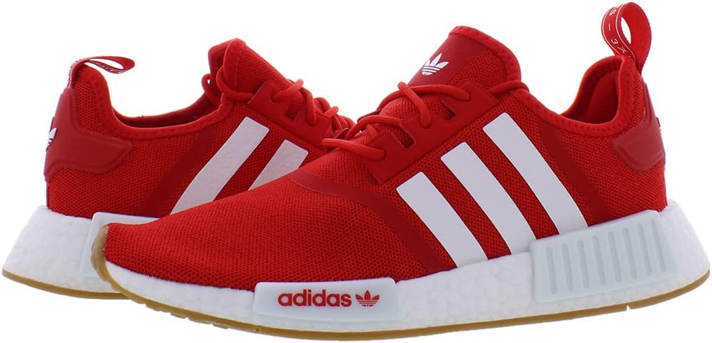 Мужские кроссовки Adidas NMD R1 на шнуровке для повседневной носки - красные, красный — фото 3