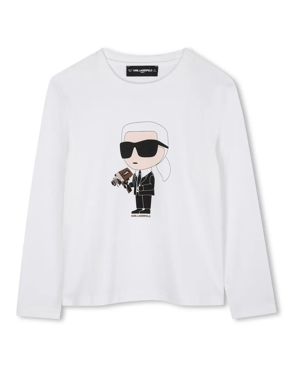

Детская хлопковая футболка Karl Lagerfeld Kids, белый