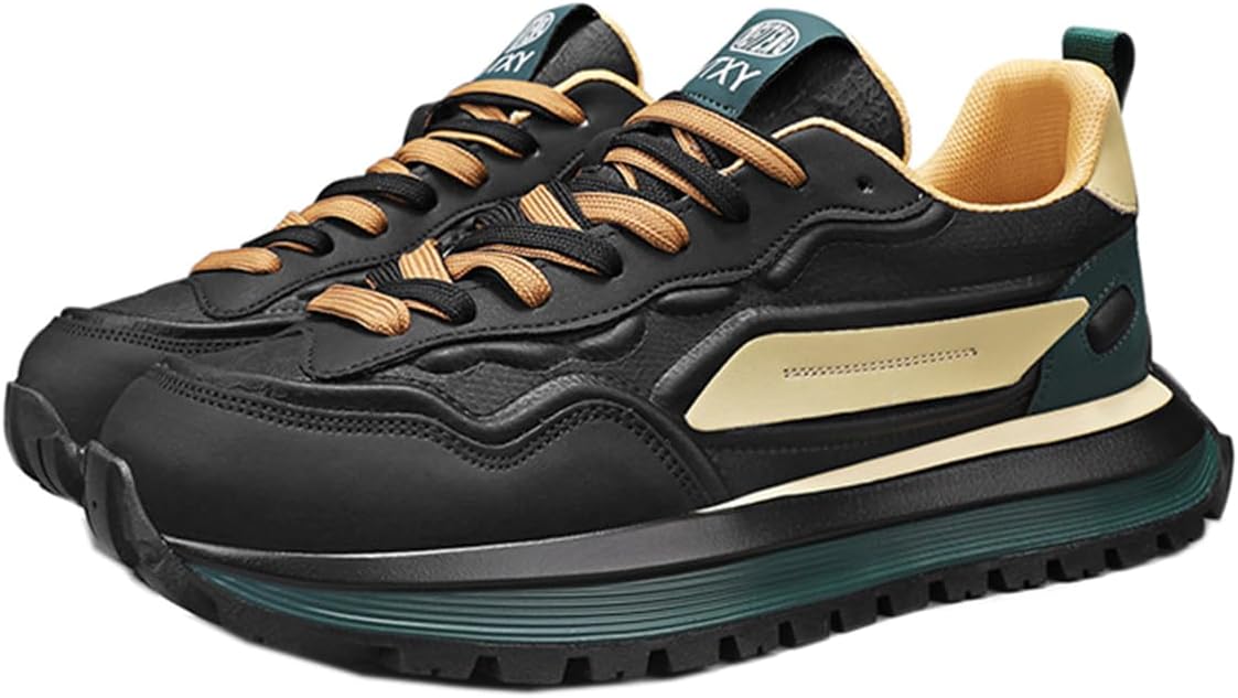 

Мужские модные массивные кроссовки в стиле «папиных» с эластичной резинкой, нескользящей подошвой, в стиле колор-блок, для ходьбы, спортзала и повседневной носки Zhoupulp, черный