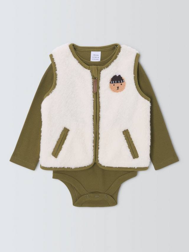 

Комбинезон Baby Bear Borg с жилетом и длинными рукавами John Lewis, Multi