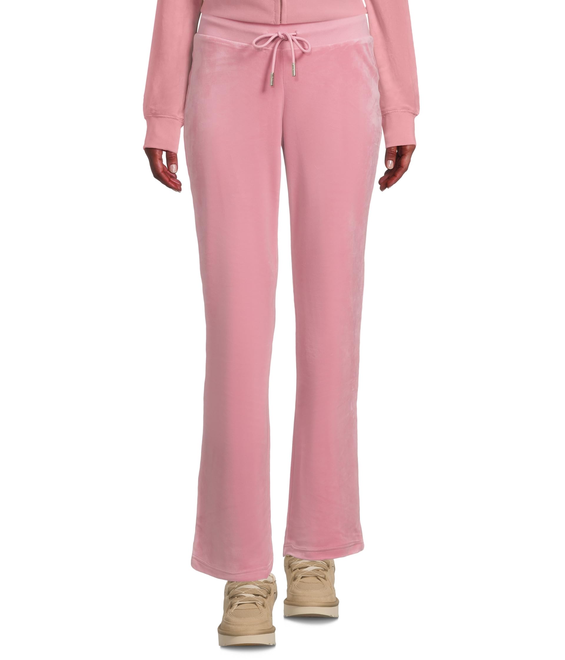 

Брюки Juicy Couture Solid Rib Waist Velour Pants With Drawcord, цвет Rose