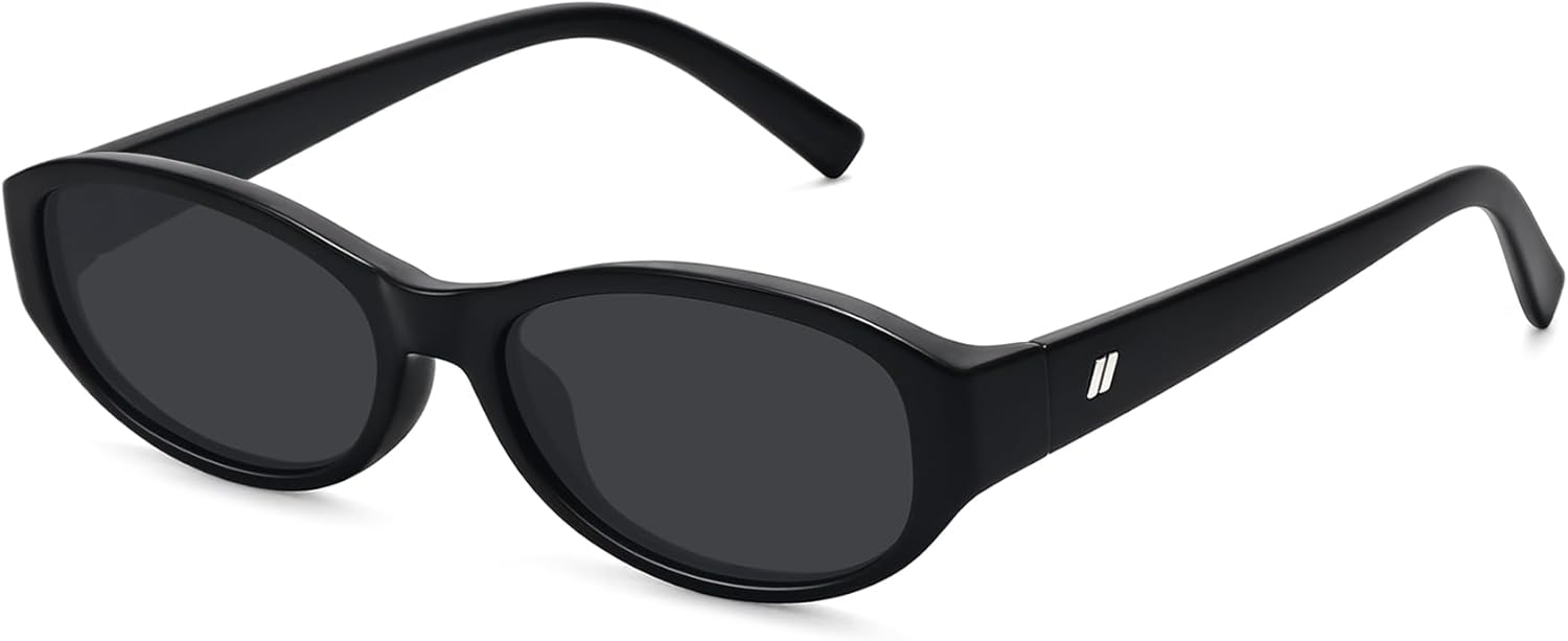 

Ретро-солнцезащитные очки узкой овальной формы для женщин, модные маленькие винтажные солнцезащитные очки с защитой от УФ-излучения FZN824 Fozono, Black Frame/Gray Lens