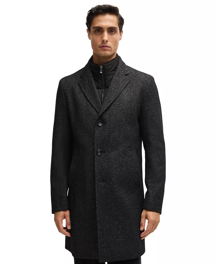 

Мужское застегивающееся на молнию приталенное пальто Hugo Boss, черный