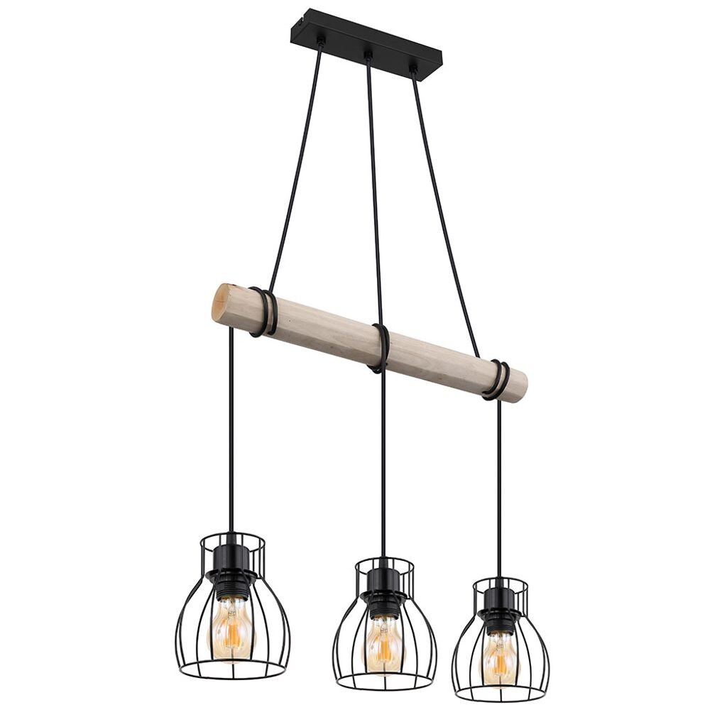 

Подвесной светильник, регулируемый по высоте, деревянные балки, решетка, L 50 см Globo Lighting, коричневый