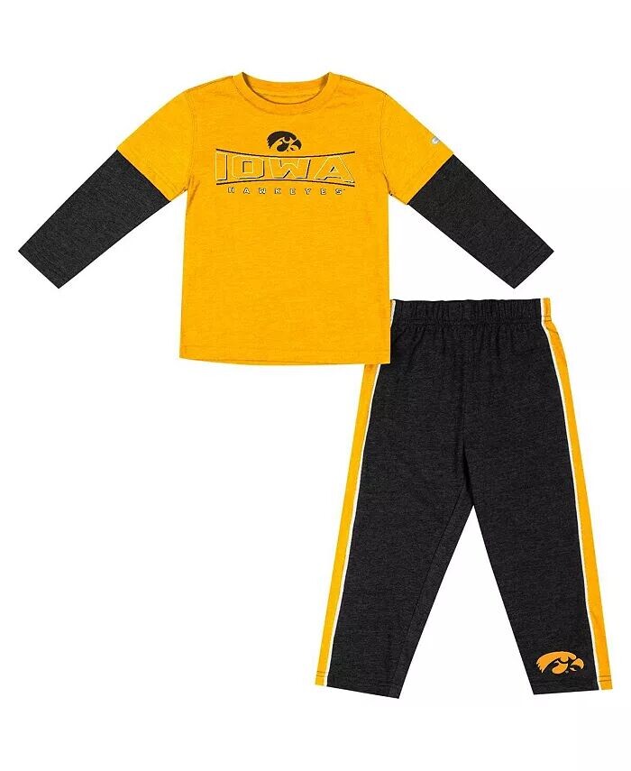 

Комплект из футболки с длинным рукавом и штанов Iowa Hawkeyes для мальчиков и девочек золотистого и черного цвета Colosseum
