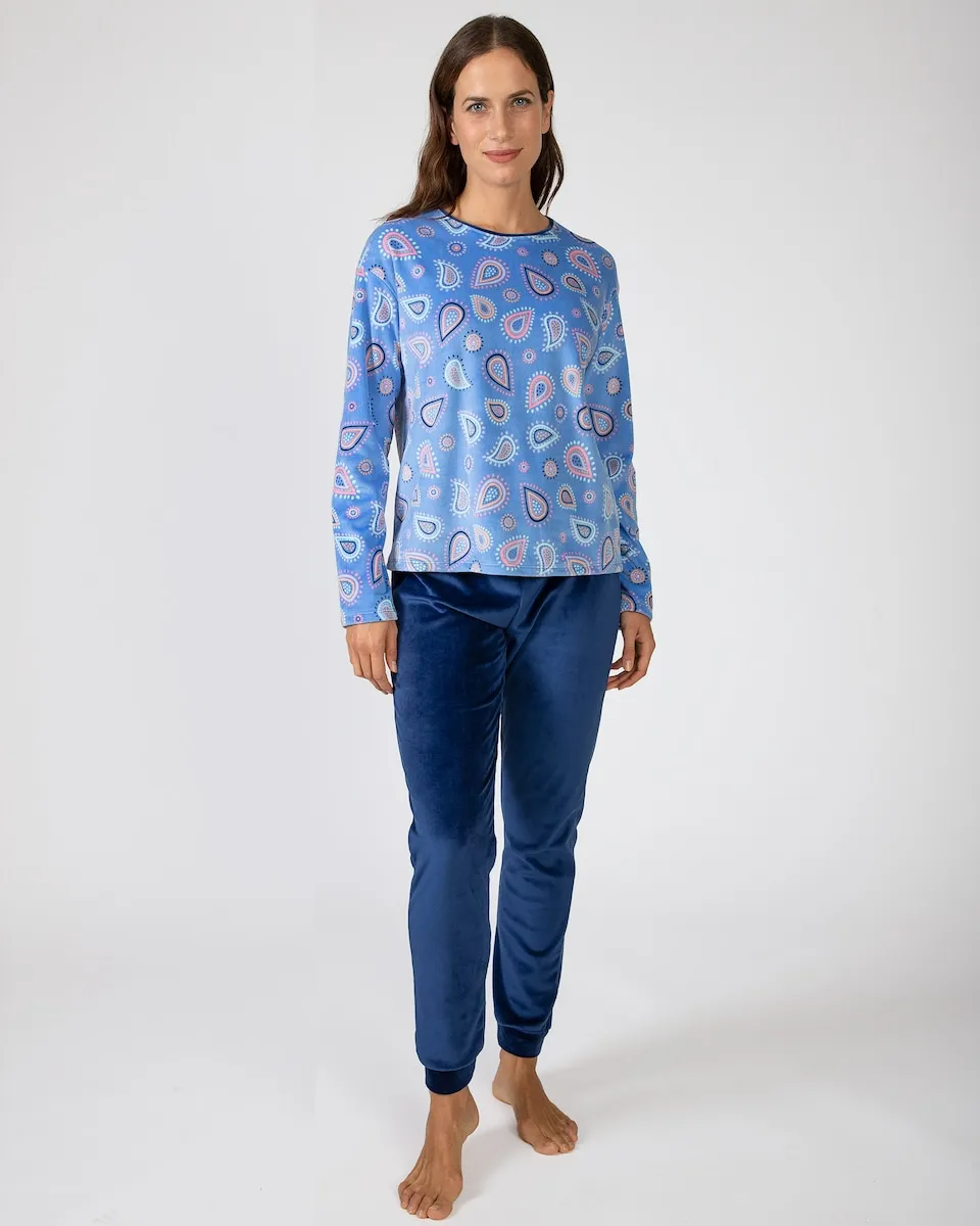 

Женская длинная пижама из микрополара Massana, синий/белый