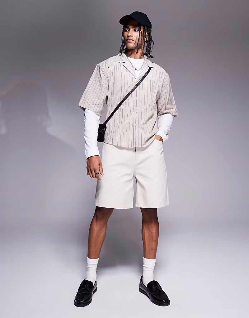 

Шорты средней длины ASOS DESIGN бежевого цвета