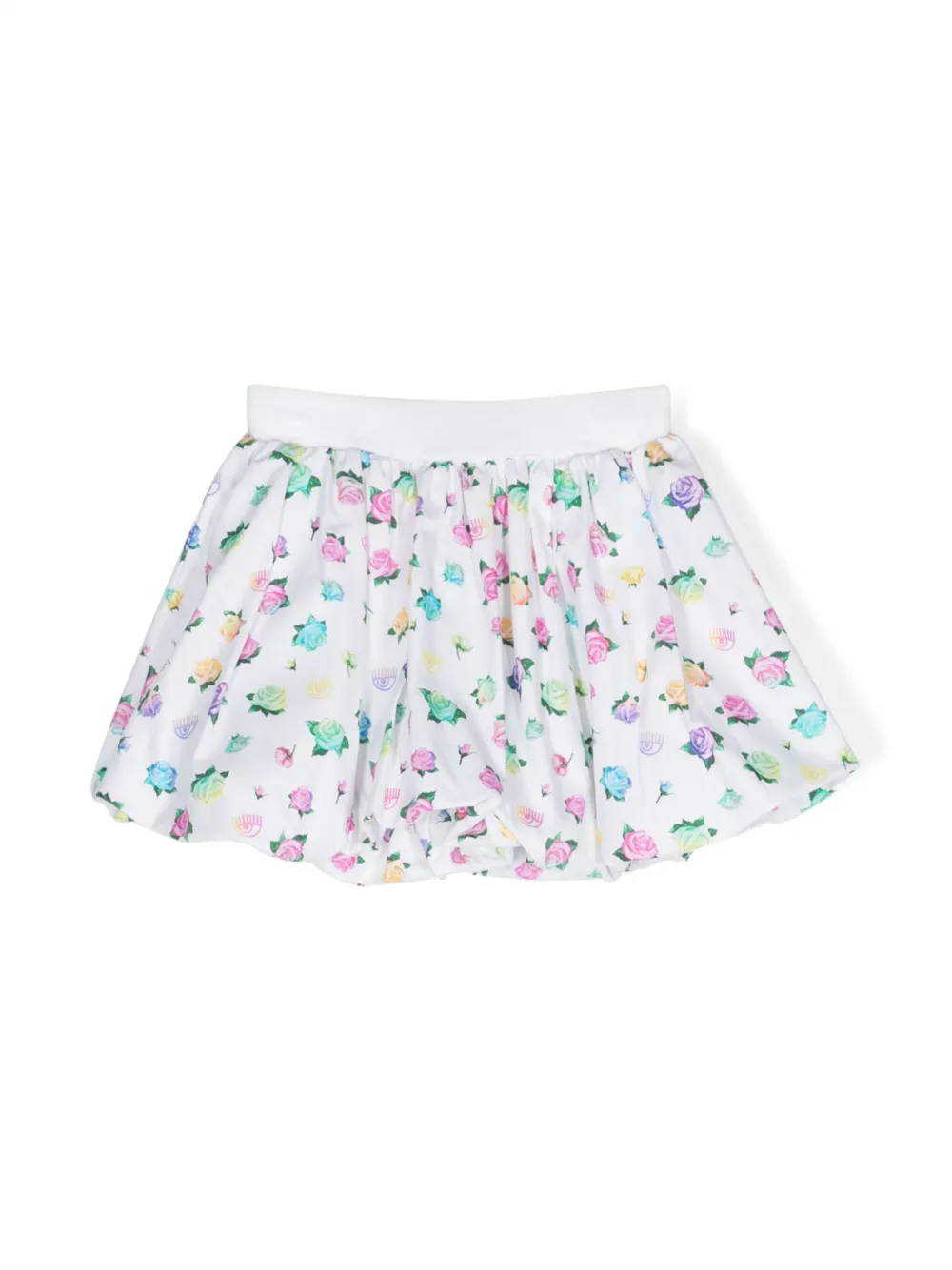 

Юбка с цветочным принтом и узором Eyelike Chiara Ferragni Kids, белый