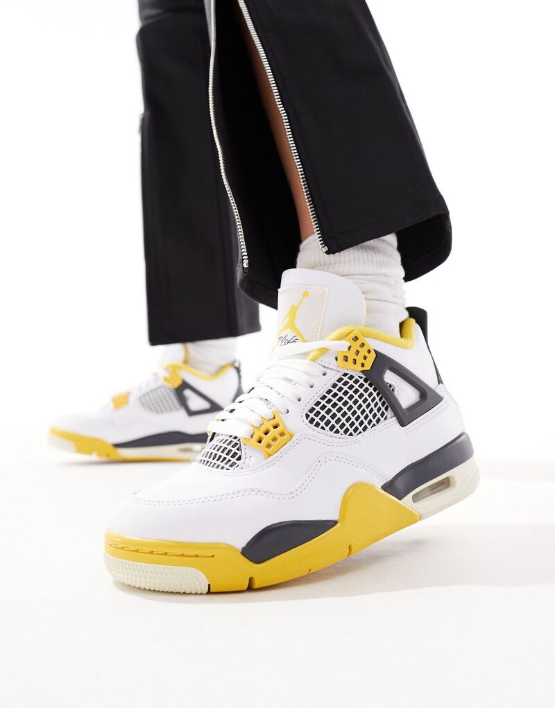 

Бело-желтые ретро-кроссовки Air Jordan 4, Желтый, Бело-желтые ретро-кроссовки Air Jordan 4