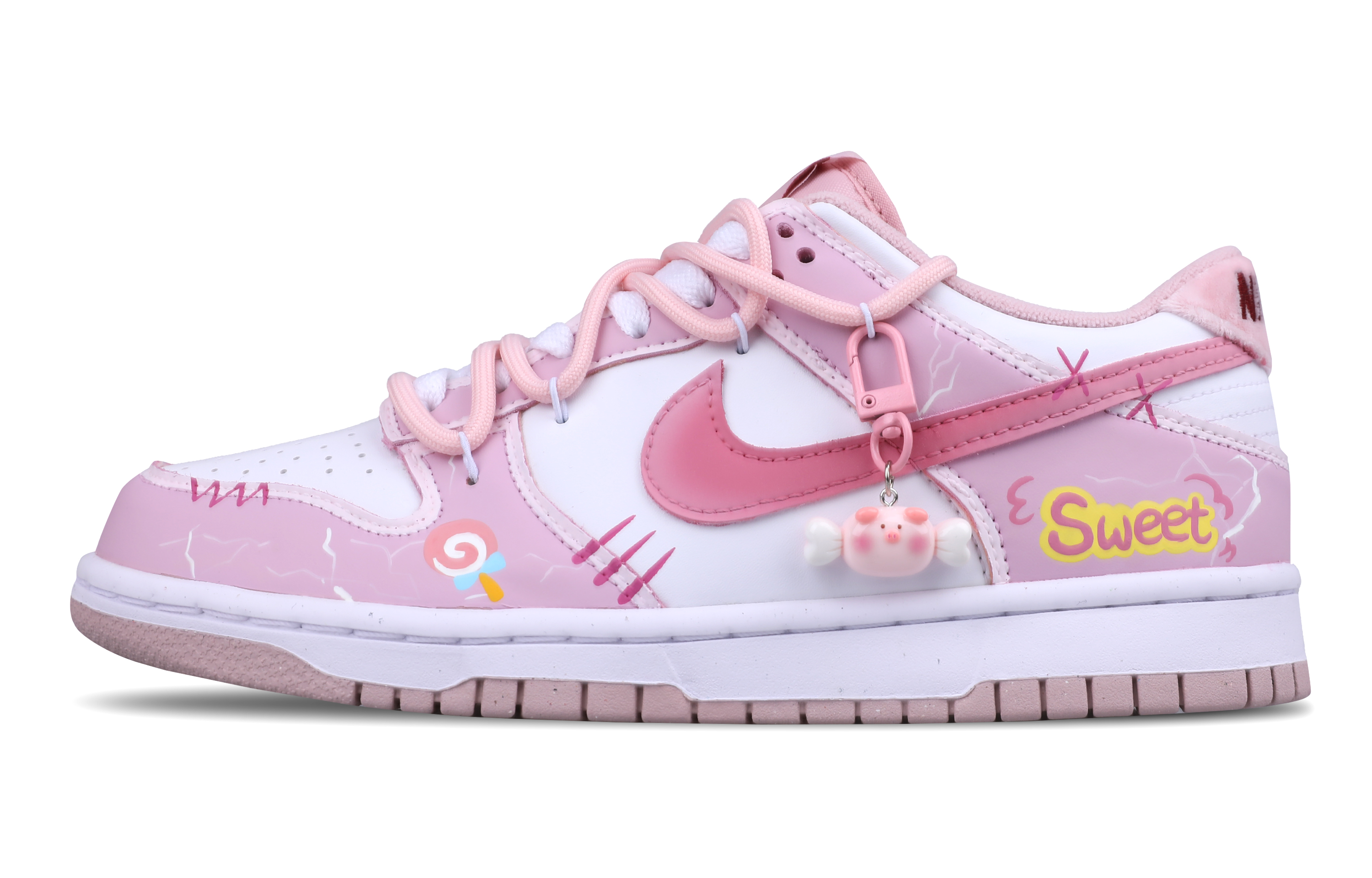 

Кроссовки Nike Dunk Skateboard Shoes Women's Low-Top White Pink, Розовый, Кроссовки Nike Dunk Skateboard Shoes Women's Low-Top White Pink