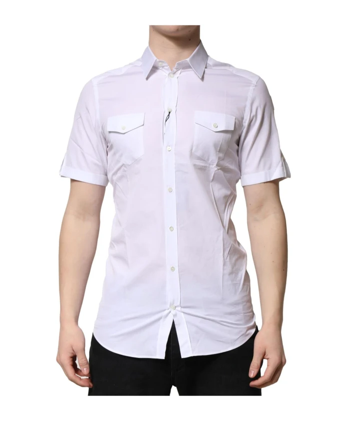 

Белая хлопковая повседневная рубашка с карманами Dolce & Gabbana, белый