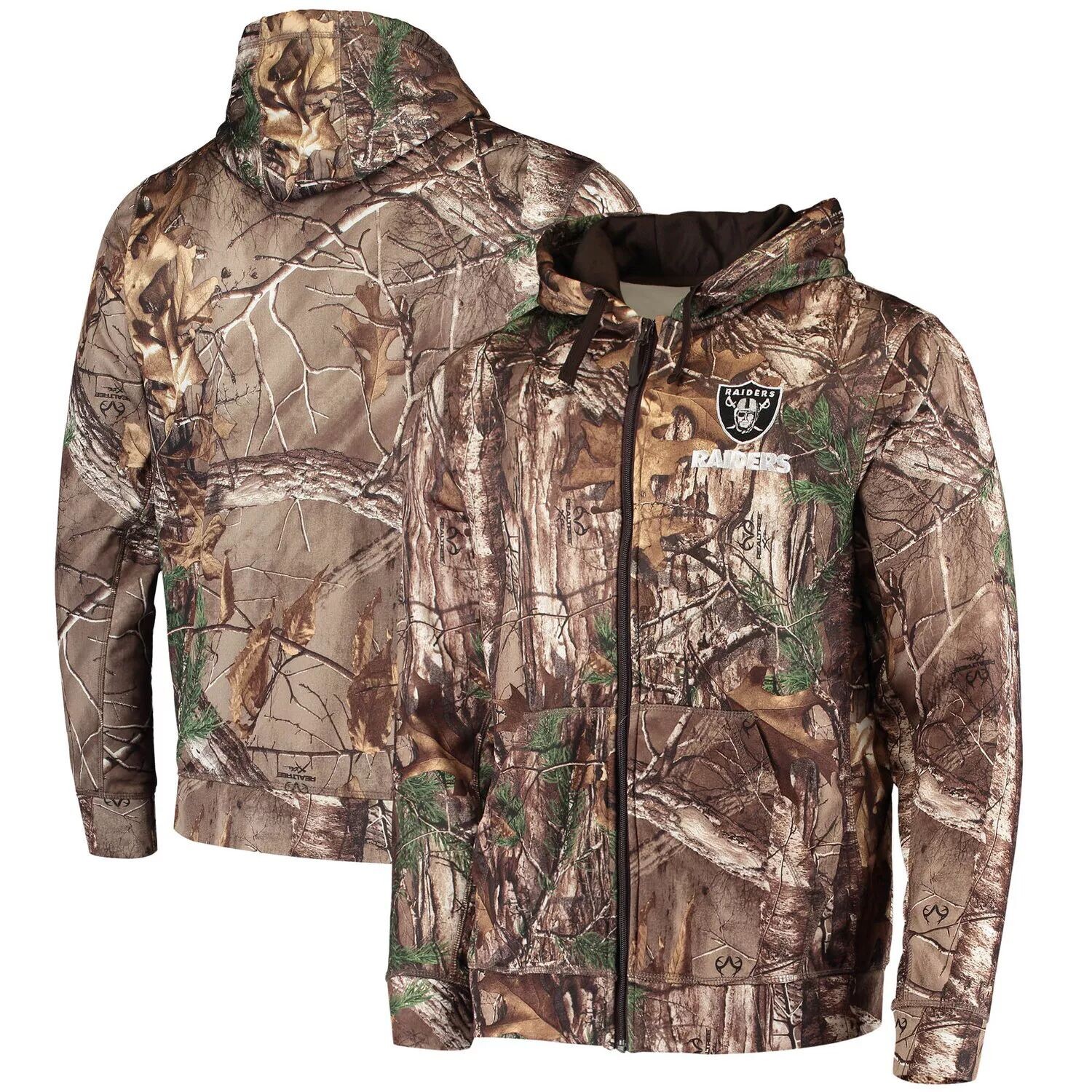

Мужская флисовая толстовка с молнией во всю длину Dunbrooke Realtree Camo Las Vegas Raiders Trophy Tech