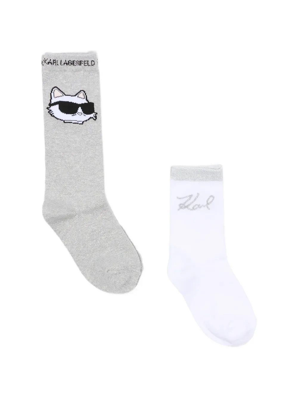 Носки с рисунком кота (набор из двух пар) KARL LAGERFELD KIDS, серый