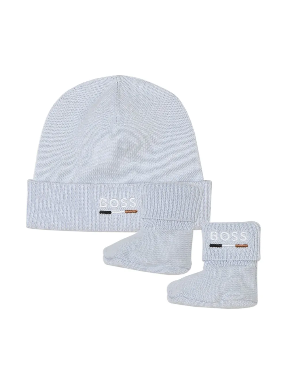 

Комплект из слиперов и шапки бини с вышитым логотипом BOSS Kidswear, синий