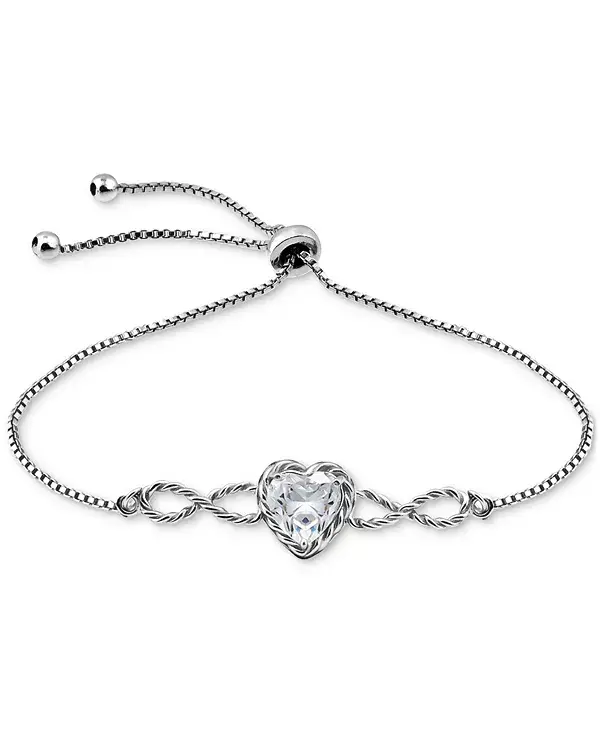 

Браслет-Боло с подвеской в форме сердца из кубического циркония (1-7/8 карата) из 18-каратного золота на основе стерлингового серебра, эксклюзивно в Macy's Giani Bernini, silver