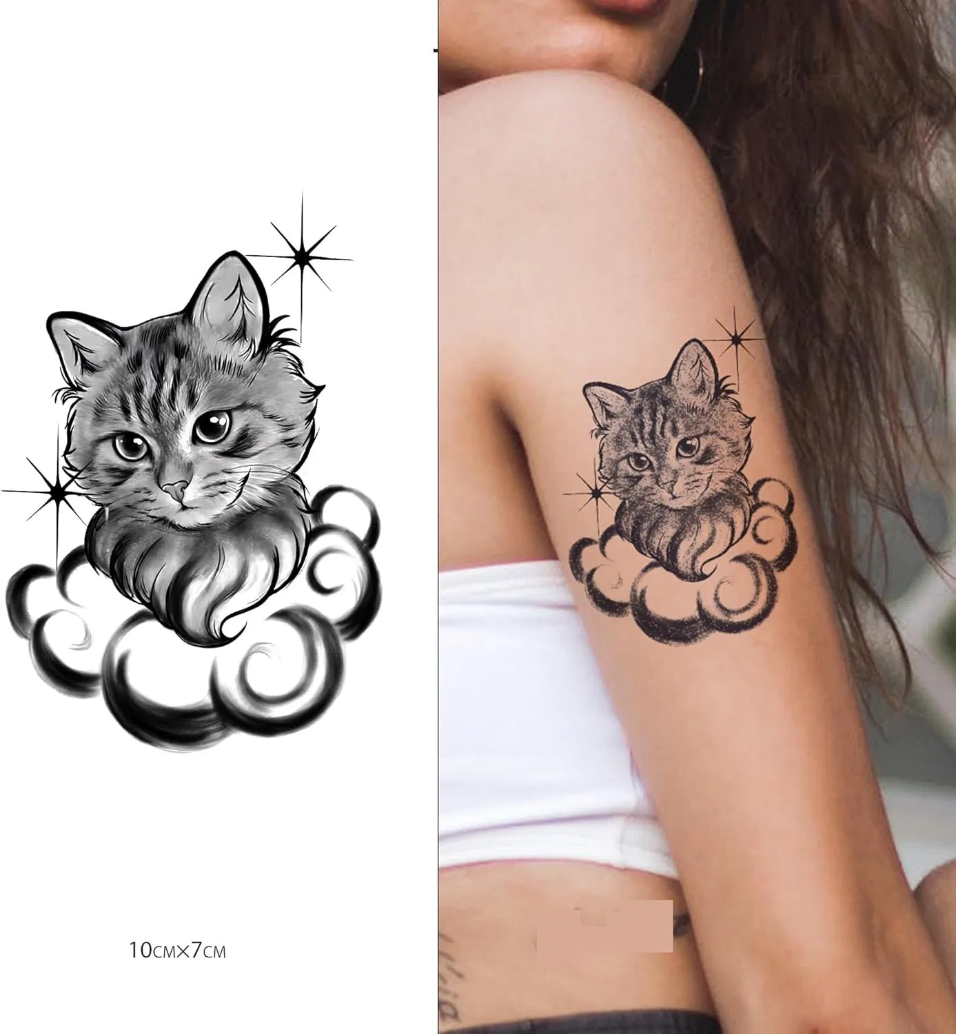 Временная татуировка для взрослых Cat Combination, натуральная, для рук и ног, 2 шт., one color — фото 2
