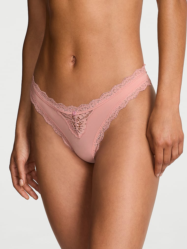 

Трусики-Стринги с кружевной отделкой Dream Angels, lace trim royal pink