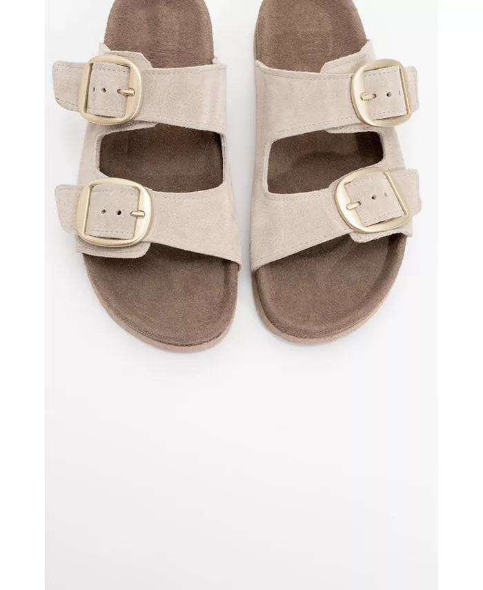 Овеста Слайды на мягкой стельке из кожи (женские) Forever & Always Shoes, коричневый/бежевый — фото 4