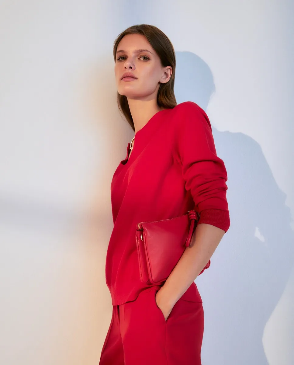 

Женский свитер с V-образным вырезом Woman El Corte Inglés, бордовый