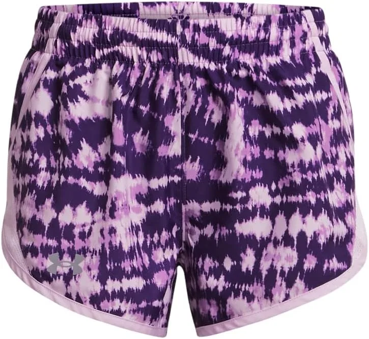 Шорты Under Armour Girls Fly By с принтом, (560) Provence Purple/Black/Reflective