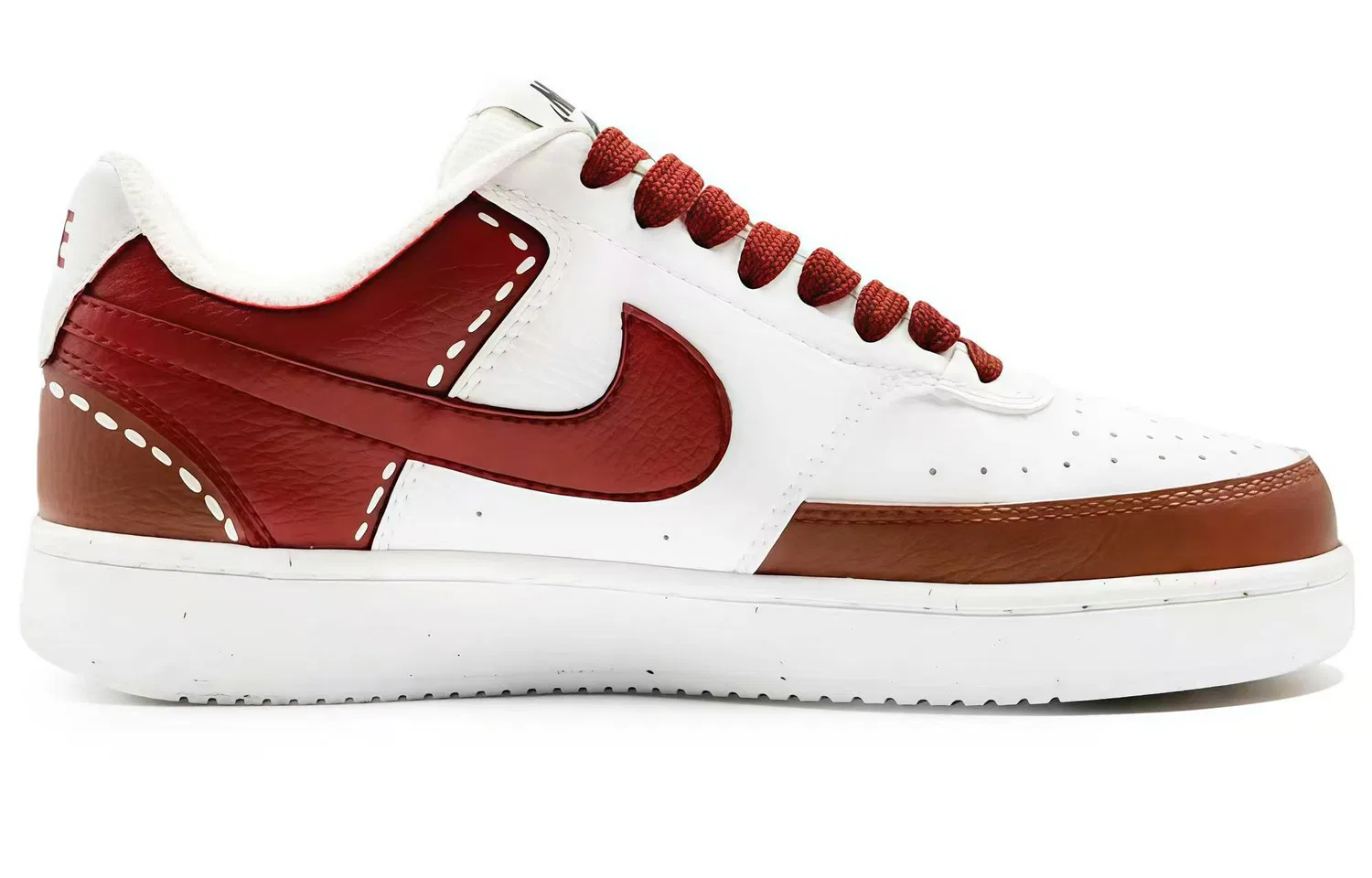 Кроссовки низкие Nike Court Vision 1 белые/красно-коричневые — фото 4