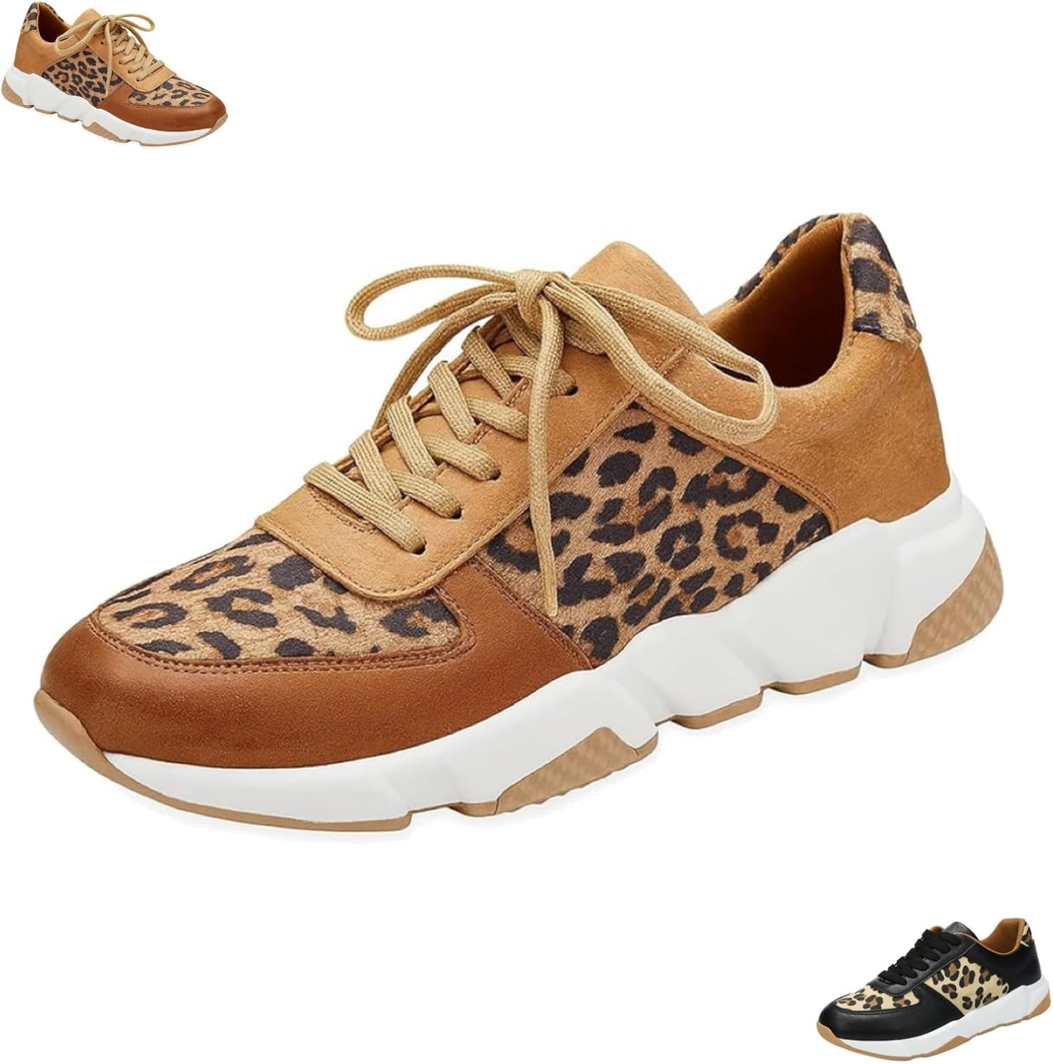 

Ортопедические кроссовки с леопардовым принтом, классические ретро кеды на шнуровке для женщин и мужчин, ортопедические кроссовки с круглым носком Generic, коричневый