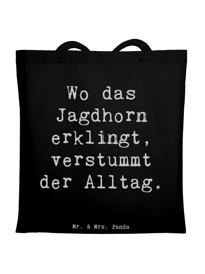 

Сумка-шоппер с поговоркой: Мелодия охотничьего рога с поговоркой в черном цвете Mr. & Mrs. Panda