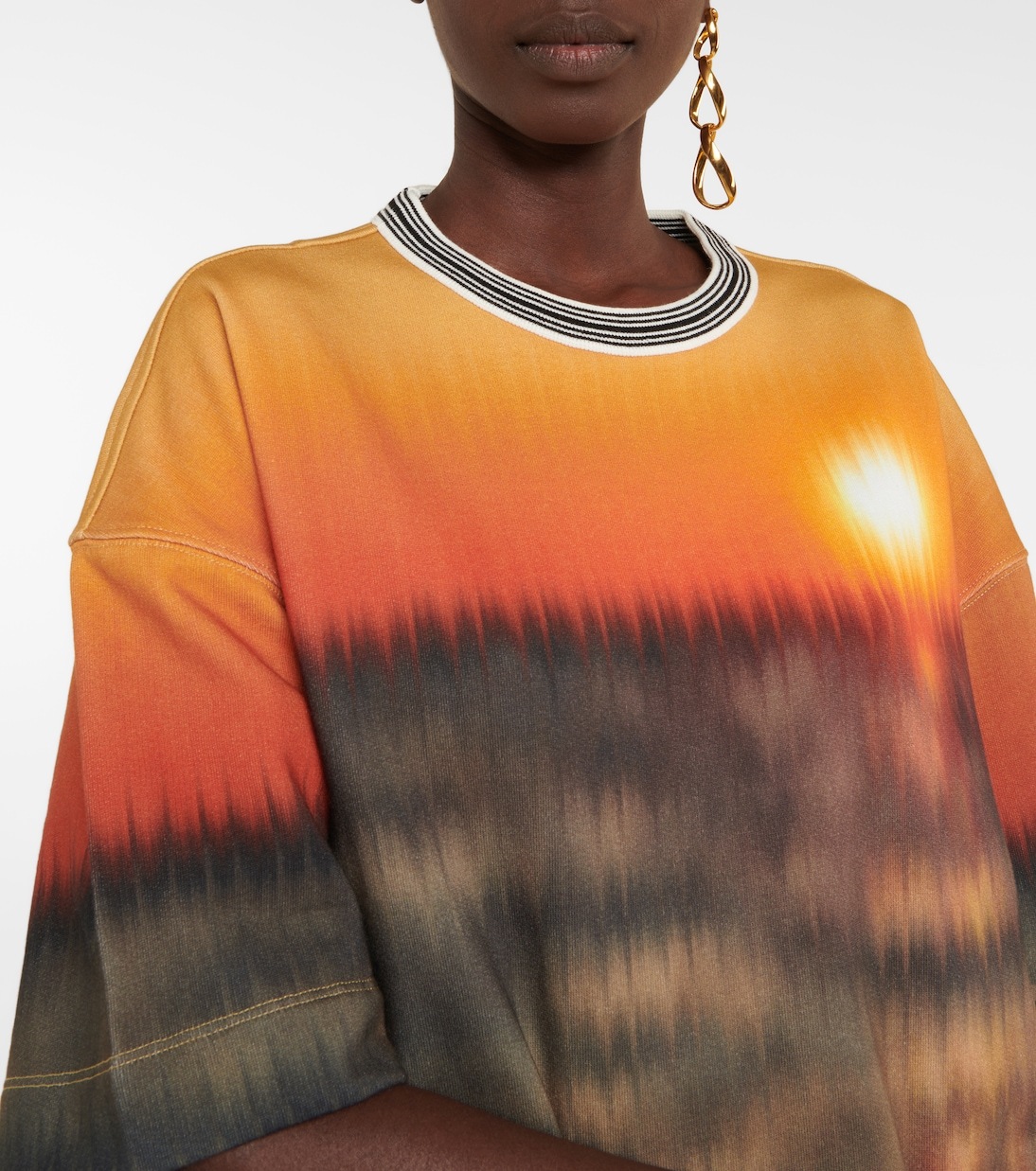Футболка из хлопкового джерси с принтом Dries Van Noten, оранжевый — фото 4