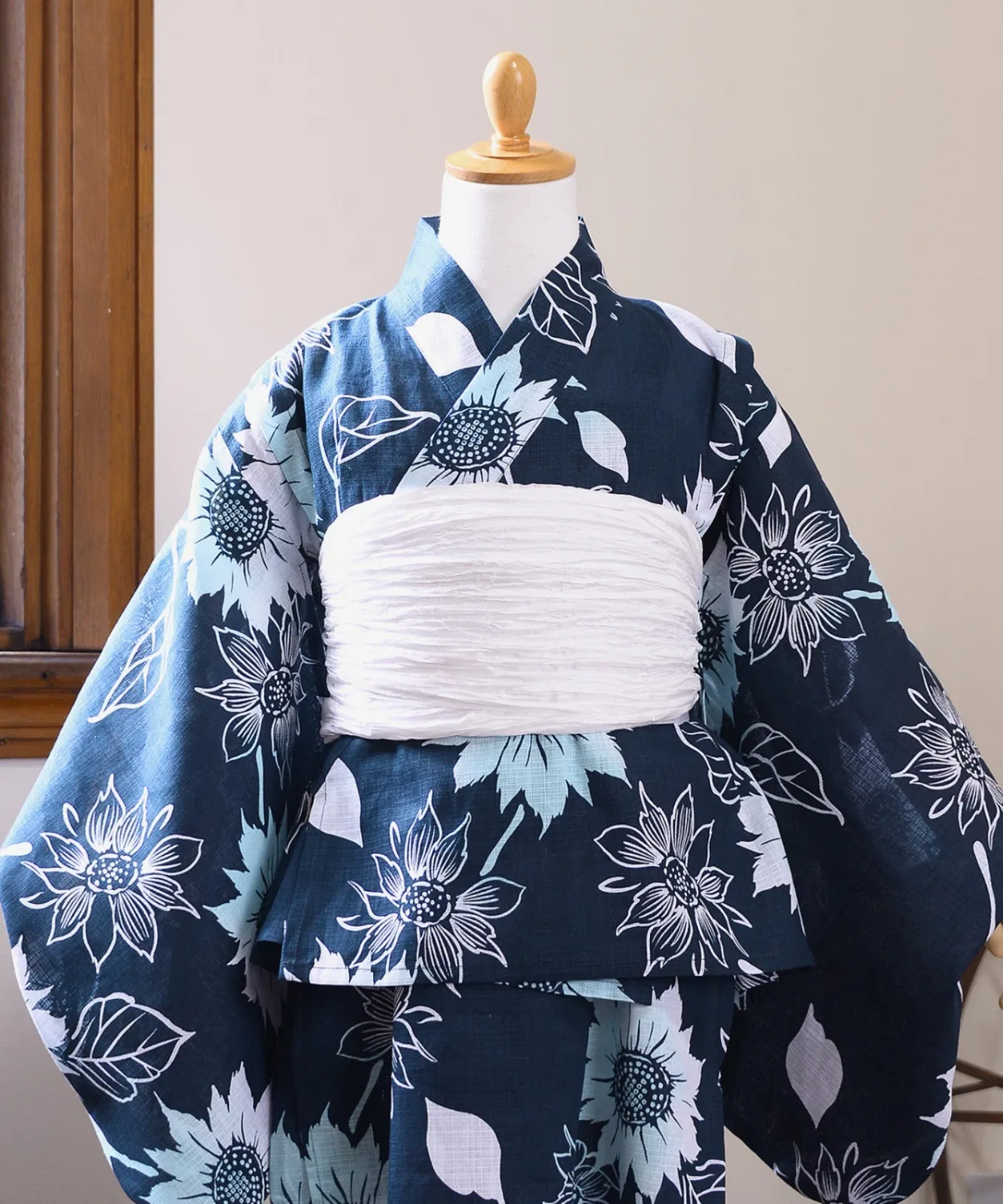 Детский комплект юката 2way с брендом Kyoto Kimono Town, 3 предмета, цвет тёмно-синий