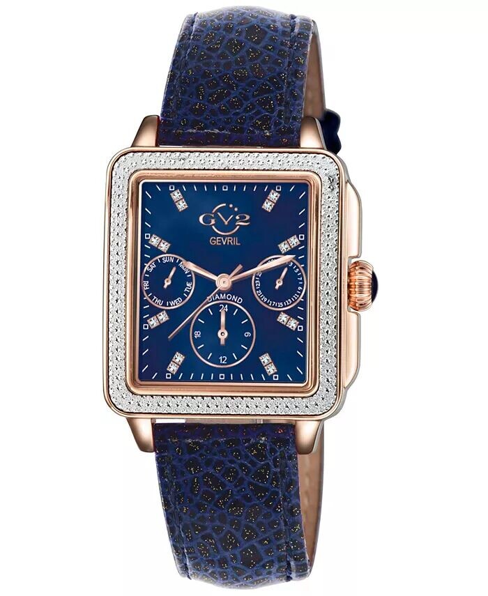 

Женские часы Bari Sparkle Swiss Quartz Blue кожаные 37 мм GV2 by Gevril
