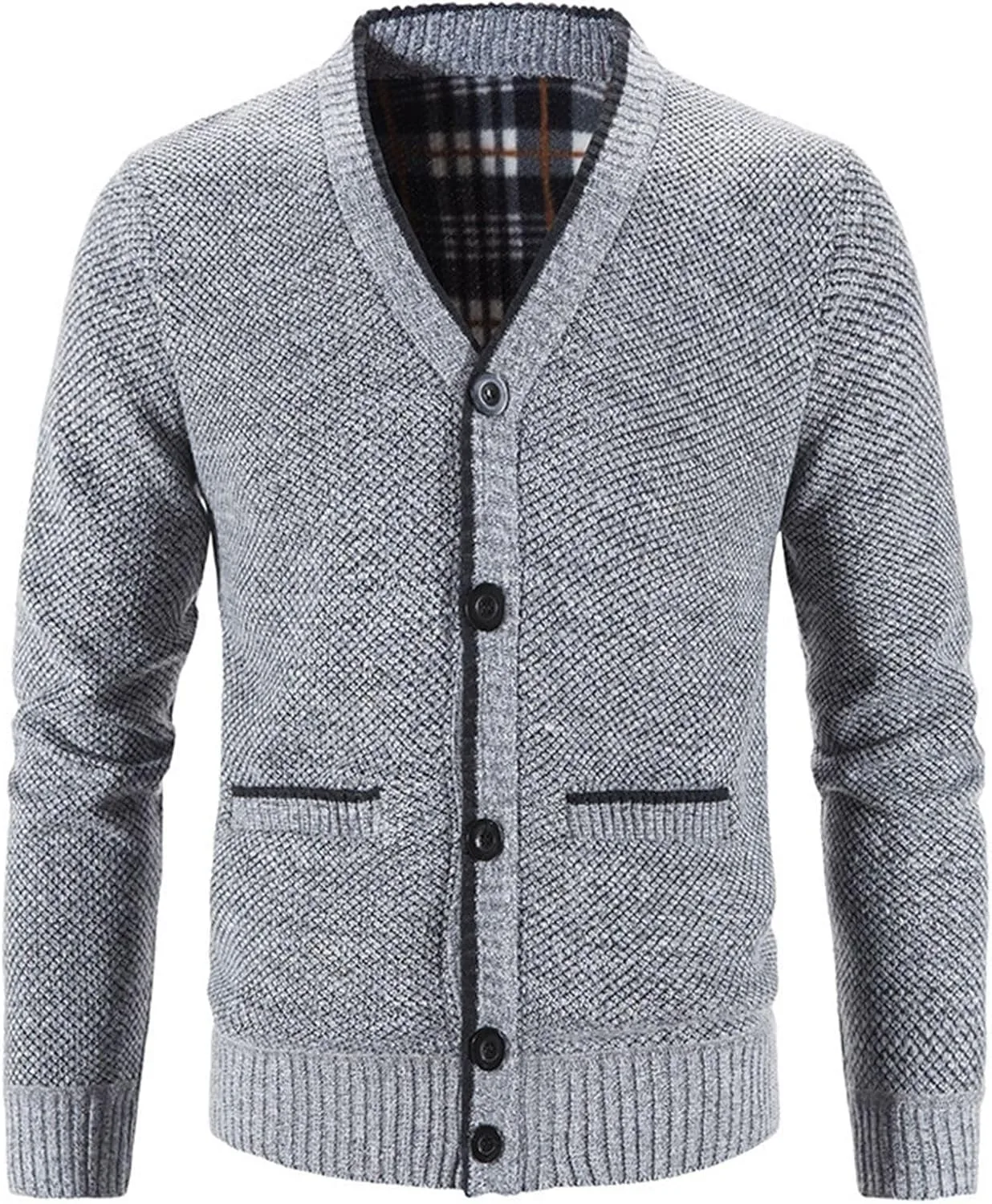 

Свитер Lu's Chic мужской с длинным рукавом V-образным вырезом на пуговицах Slim Fit