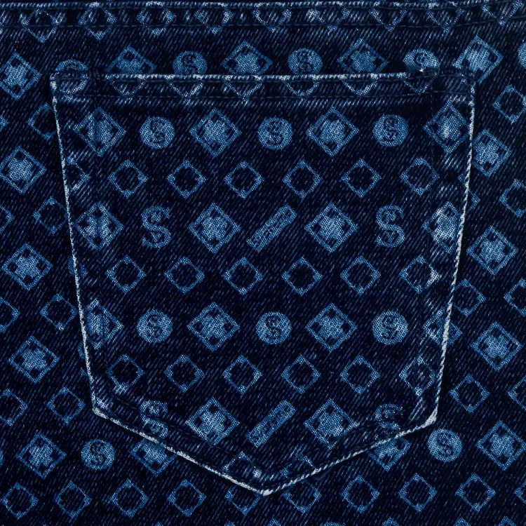 Джинсы Supreme Flocked Loose Fit Jean 'Blue' — фото 3