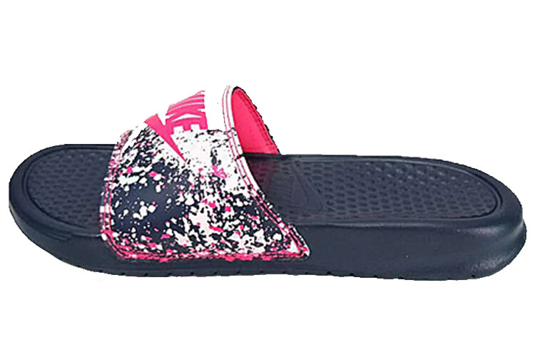 Шлепанцы и сланцы Nike Benassi Jdi Print Splash Ink Minimalistic Unisex Black Pink Slippers Women's
