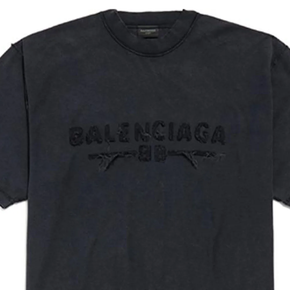 Balenciaga Футболка SS25 Regular Fit мужская черная — фото 4